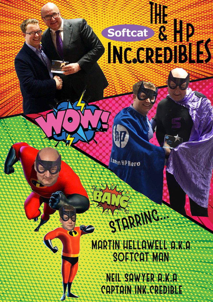 softcat's tweet photo. Hold the @HPChannelNews! @Softcat @HP Inc.redibles. A partnership with supernatural powers. @martinhellawell, CEO &amp; “Softcat Man”, receives the #HPPremierProgram accreditation from HP Inc’s @HPChannelMgrUKI (NeilSawyer). Please share, there’s a wager on who can can get the most. https://t.co/DGzVIqYhwL