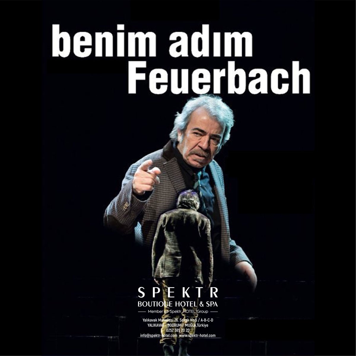 SpektrHotel's tweet photo. Usta oyuncu Selçuk Yöntem, ‘Benim Adım Feuerbach’ ile Bodrum'da!
16 Mart 2018 20:30 Heredot Kültür Merkezi.
#turkey #bodrum #yalikavak #spektrboutiquehotel #lacolline #podval #hotel #travel #theatre #activity #heredotkulturmerkezi #selcukyontem #benimadımfeuerbach https://t.co/C7Lt2FIZAF