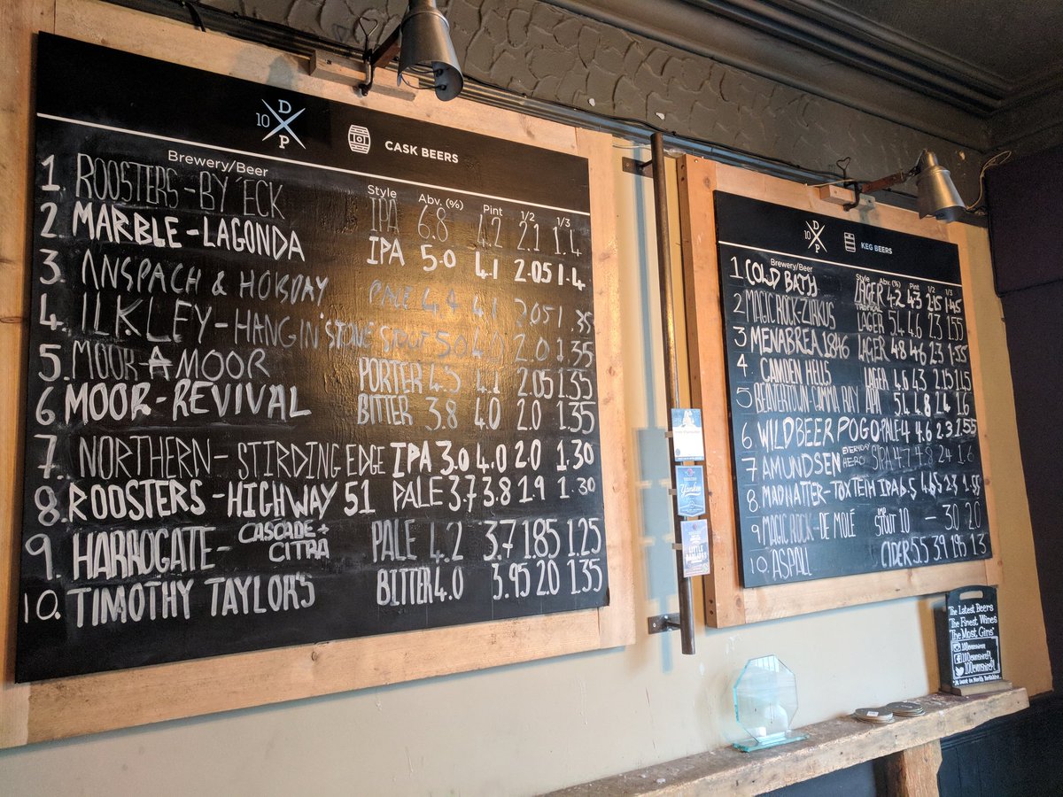 10DevonshirePl's tweet photo. Cask board for @HR_CAMRA tonight! 🍻
Plenty of brand spankin' new cask on from @drinkmoorbeer @Ilkleybrewery @AnspachHobday @RoostersBrewCo @HarrogateBrewCo and @NMBCo PATRONS PROJECT ON CASK!!! 🍻🍻🍻
#harrogate #realale #camra #10dev https://t.co/Ouy6eIurox