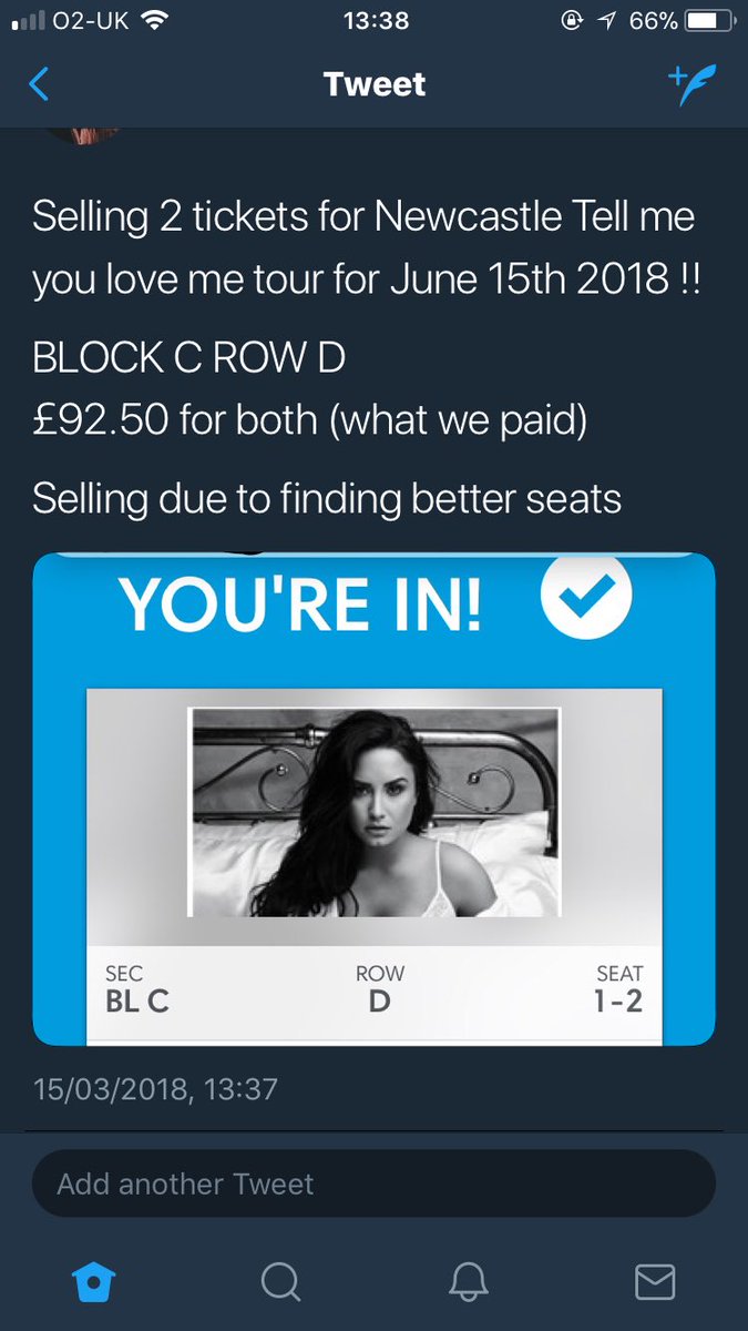 lonelylovxto_'s tweet photo. Selling demi tell me you love me tour Newcastle June 15th 2018

£92.50 for the two https://t.co/fUonEM1Agx