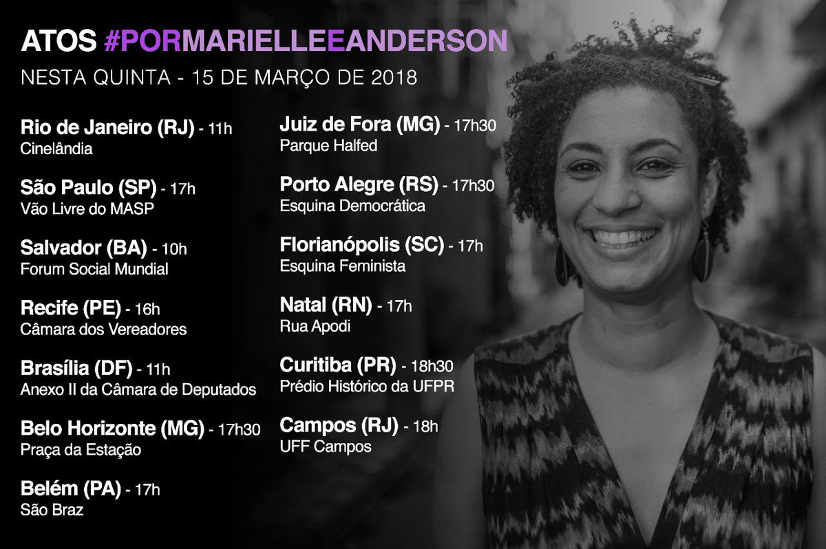 Agenda de Atos #PorMarielleEAnderson no Brasil. Venha! #MariellePresente #AndersonPresente