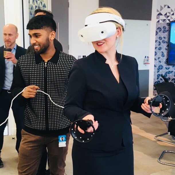 Shadow Business Secretary getting a VR demo