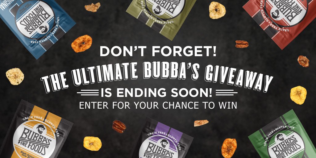 WIN A #FREE YEAR OF BUBBA'S! What're you waiting for?! The Ultimate Bubba's #Giveaway is ending soon! Enter here to have Bubba's in your pantry for a whole year —> bit.ly/2oEAX8M *Contest ends 3/19.