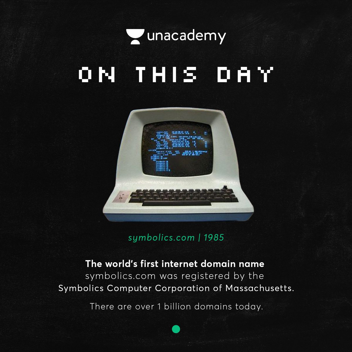 Unacademy on Twitter: "#OnThisDay in 1985, the first Internet domain name, https://t.co/ov57hyITdO was registered. https://t.co/kjT1otzwGr" / Twitter