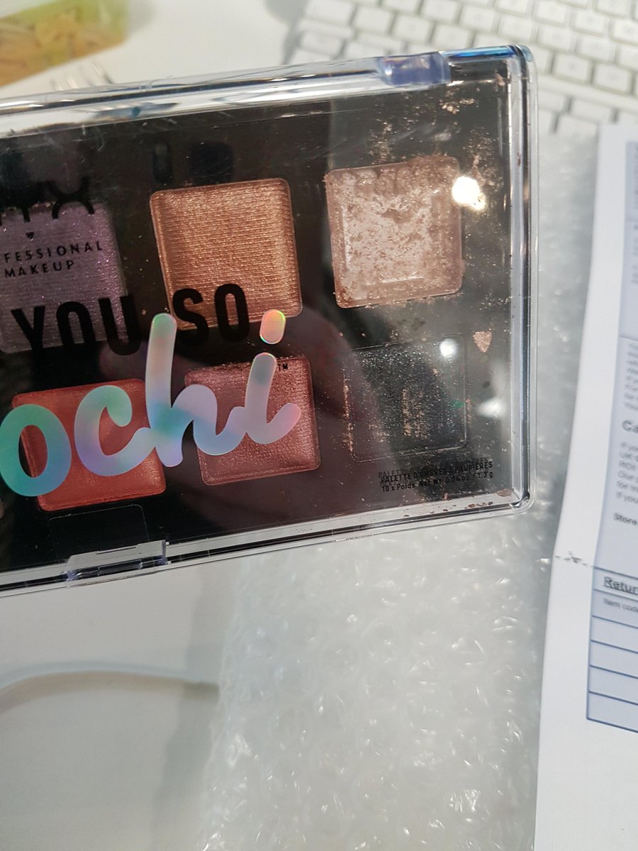jvonschweet's tweet photo. I was so excited to receive my @NyxCosmetics mochi palettes from @BootsUK but one has arrived broken :( https://t.co/YsuTrbL1WI