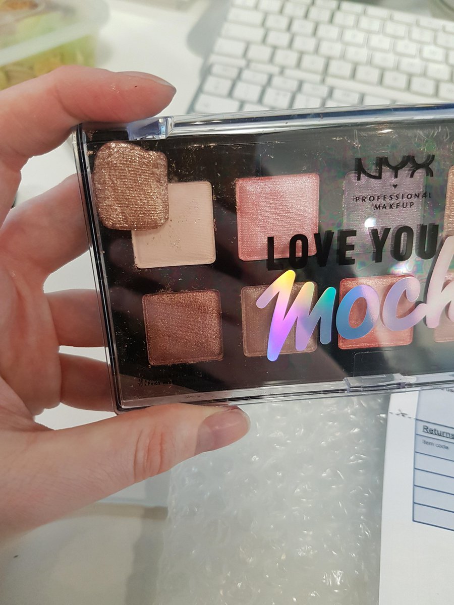 jvonschweet's tweet photo. I was so excited to receive my @NyxCosmetics mochi palettes from @BootsUK but one has arrived broken :( https://t.co/YsuTrbL1WI