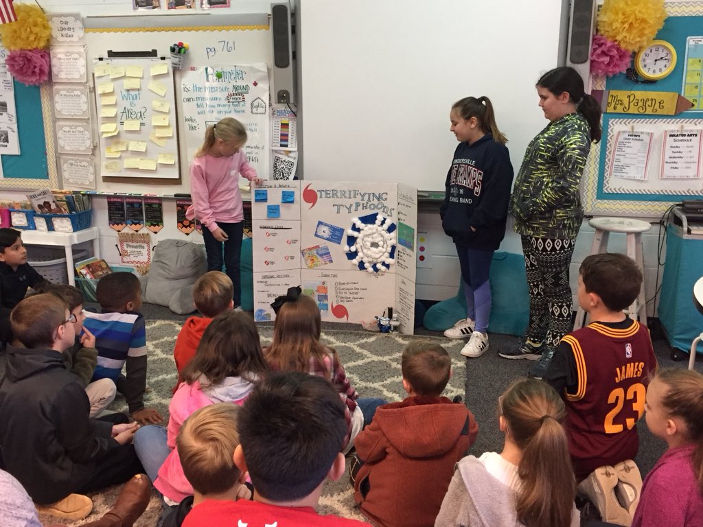 MrsPayne3rd's tweet photo. We loved having these fourth graders come last week to share what they’ve researched about hurricanes and tornadoes as we conclude our unit on natural occurrences and fast changes on the earth! 🌏 🌪 @MrsBarnhill4 @pvespride https://t.co/imeEnRxD1I