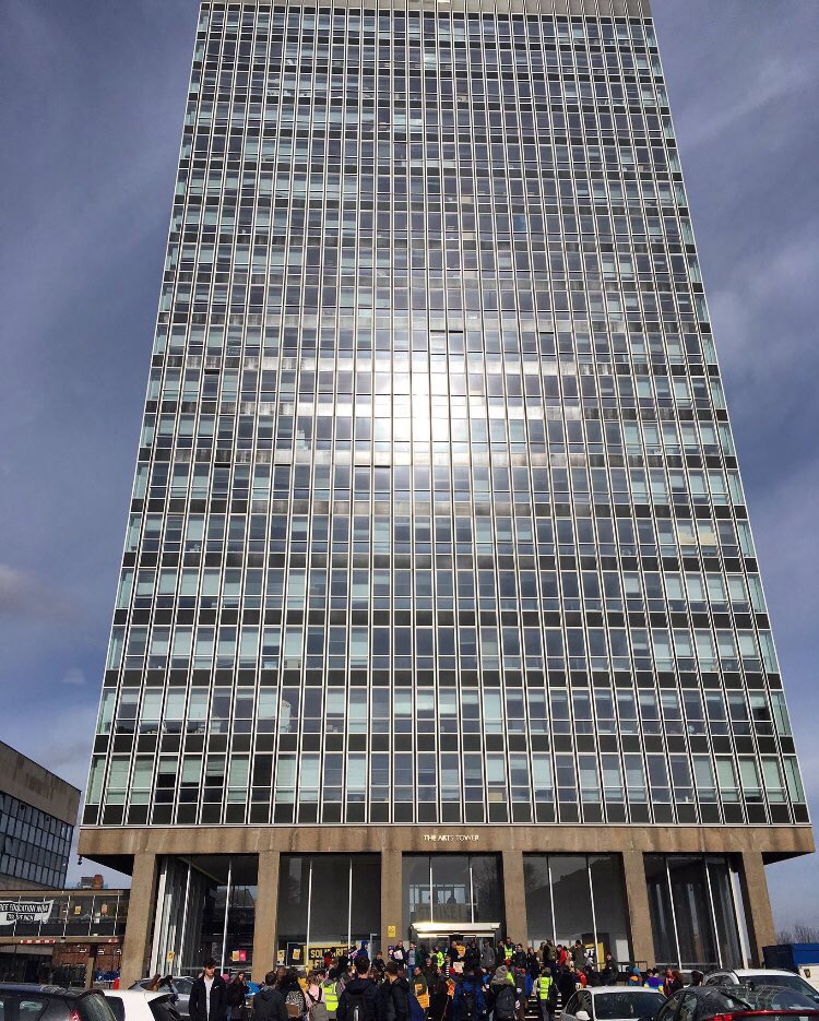 CorbynistaTeen's tweet photo. Students at Sheffield Uni have occupied a whole TOWER. Let’s support them and show our solidarity with the UCU strike! 

Power to the people!✊🏼
O C C U P Y.  S T R I K E.  R E S I S T https://t.co/nzzQrrcAhw