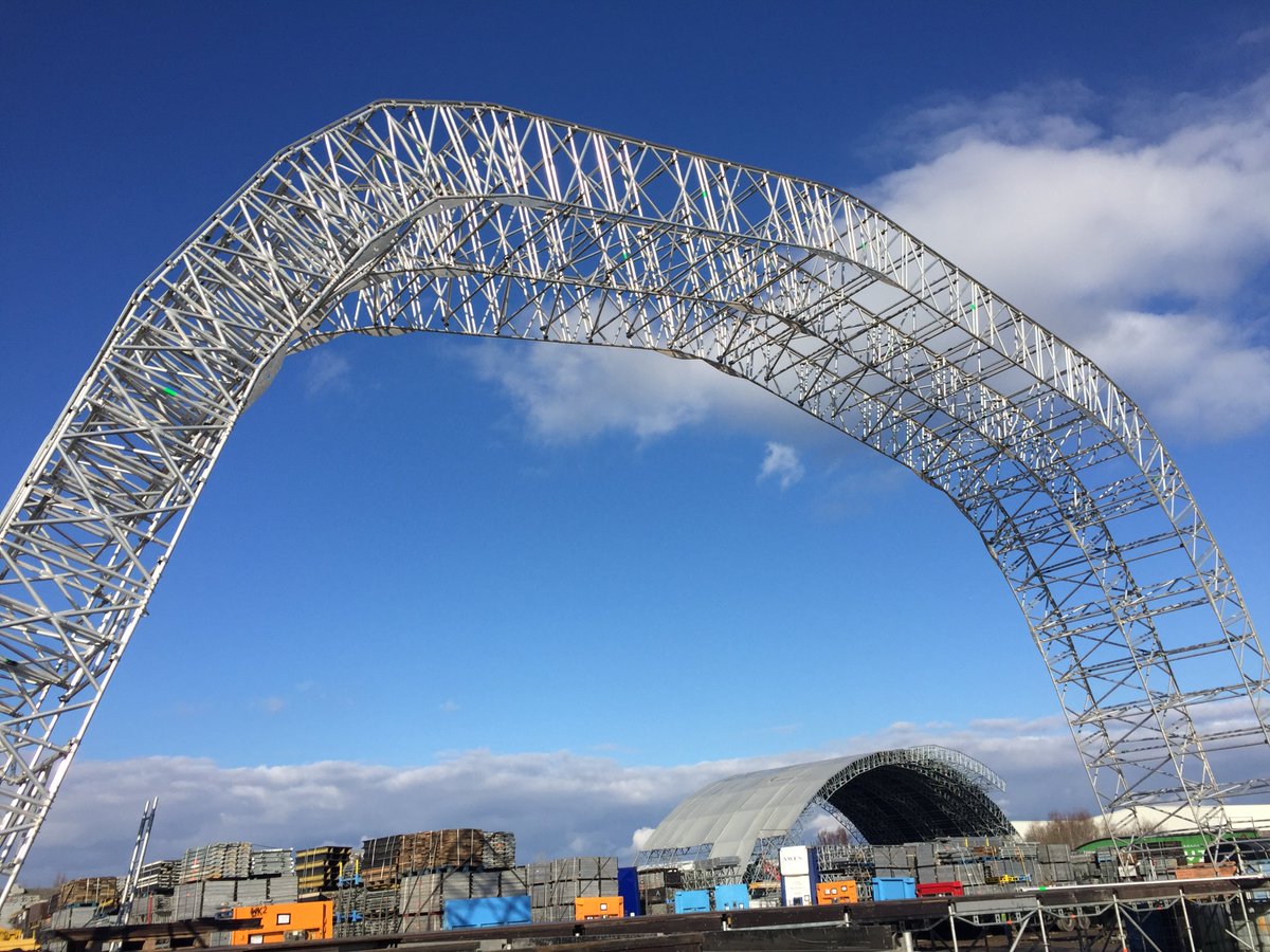 AcornEventsUK's tweet photo. It's Test Build season at Acorn HQ - we're making progress with our new 26m Dome Stage (no crane required!) #innovation #evolution #engineering #temporarystructures #festival #eventprofs #events #staging #stage #livemusic https://t.co/GIwnVIjvC3