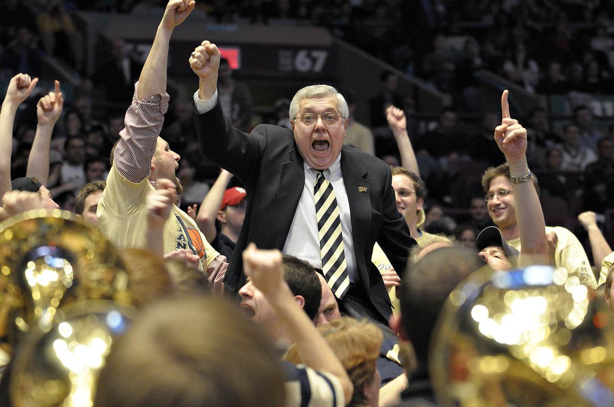 10 years ago today I took one of my favorite shots ever of <a href="/PittBand/">Pitt Band</a> Director Emeritus Jack Anderson.  He's leading the cheer of "Lets Go Pitt" while on the shoulders of the <a href="/OaklandZoo/">Oakland Zoo</a> at the 2008 Big East Championship at MSG.