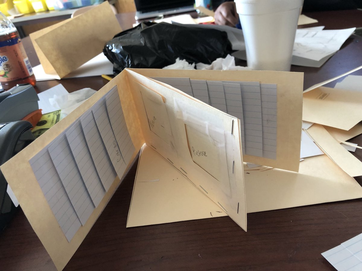 disclenbu's tweet photo. My wallet prototype. I think it’s just right for me and I can’t wait to see it all come together when we start building it with duct tape. It’s not completely finished yet but it’s a start. #FLHMAKERS  #DesignThinking https://t.co/gquRRxfHLC