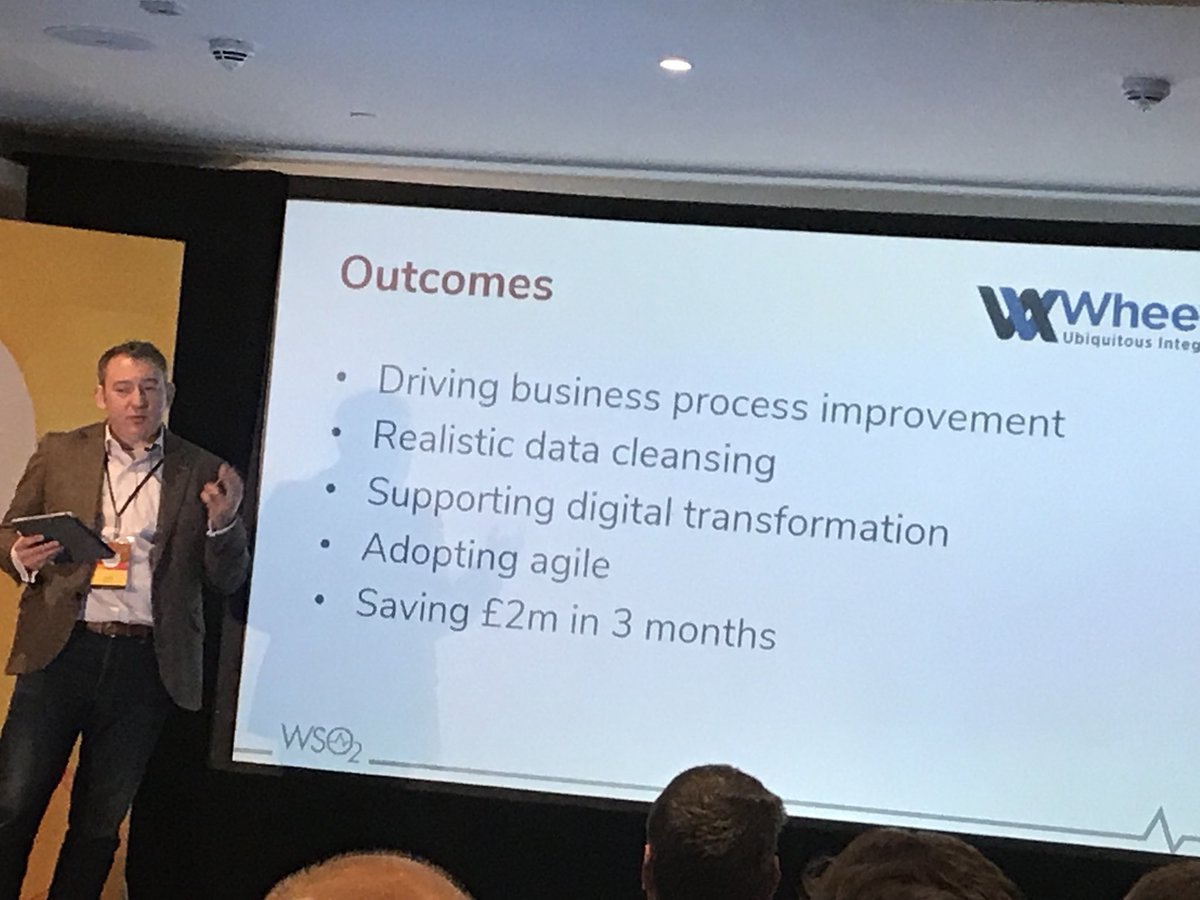ShonaAWright's tweet photo. Brilliant morning with @TylerJewell @pzfreo @asankama and all the @wso2 folk. Great to see @jackhanison show the ROI you can deliver with great tech and the right partner (@WheeveLtd of course)! Thanks for the wonderful hospitality as usual. https://t.co/LSgTAgab3C
