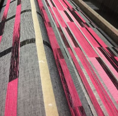 Something a little different from us currently on the loom for our student placement. It looks great Jade!
<a href="/jadeweaves/">Jade Weaver</a> @HW_tex_design 
#woventextiles #studentwork #helpinghand #colourful #moderndesign #scottishtextiles #heritagemill
