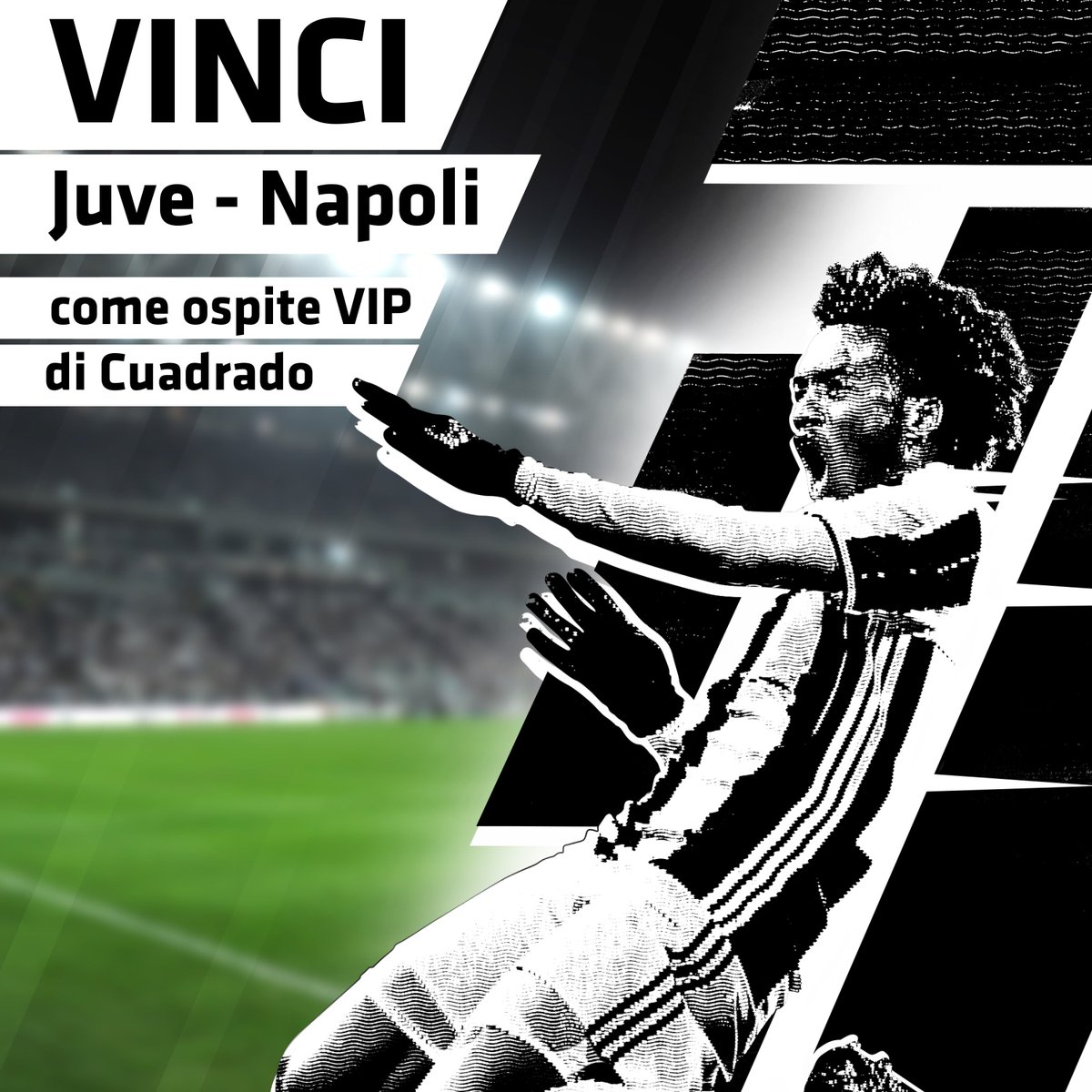 wishraiser's tweet photo. Juan Cuadrado ti aspetta per la partita dell'anno! Pronto?

✈️ Vola a Torino con un amico
⚽️ Assisti a Juve - Napoli dai posti VIP di @Cuadrado 🍷 Cena con Juan nel suo ristorante preferito
Partecipa ORA su -> https://t.co/daco64Jfpb  e sostieni Fundacion Juan Cuadrado https://t.co/GwMvX4Ndxb