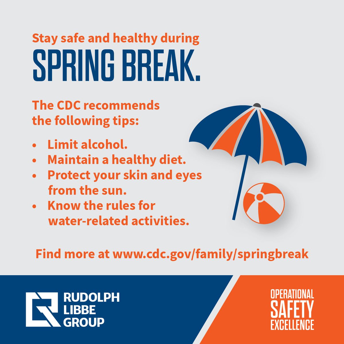 rlgbuilds's tweet image. March is the season for spring break! No matter where it takes you, remember to be safe and healthy. Here are some reminders from @CDCgov.

#rlgbuilds #safetyculture #springbreaksafety