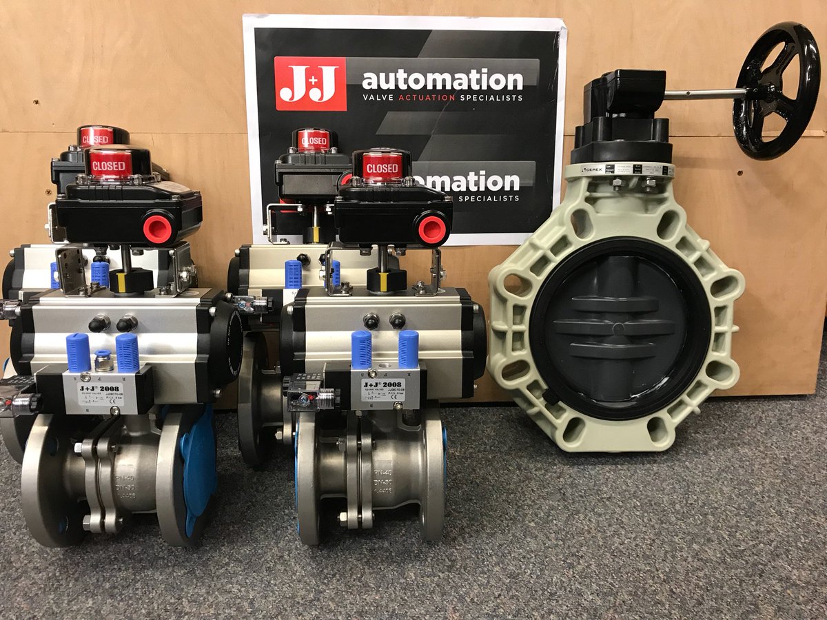 2 piece flanged stainless steel ball valves complete with pneumatic actuators fitted with limit switchboxes and solenoids along with a DN200 polypropylene butterfly valve! #limitswitchbox #solenoid #stainlesssteel #polypropylene #Valve #pn16 #picoftheday
