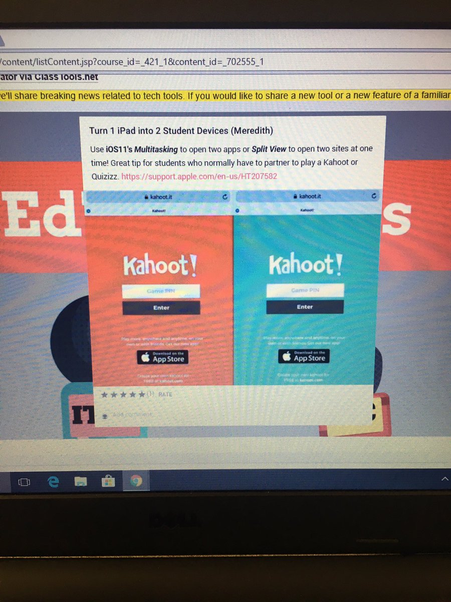 mistykrazyteach's tweet photo. Omg!!! Love the split view for Kahoot!!!! #itecspring18 @CPSB_TTC https://t.co/QWyq0QHfGo