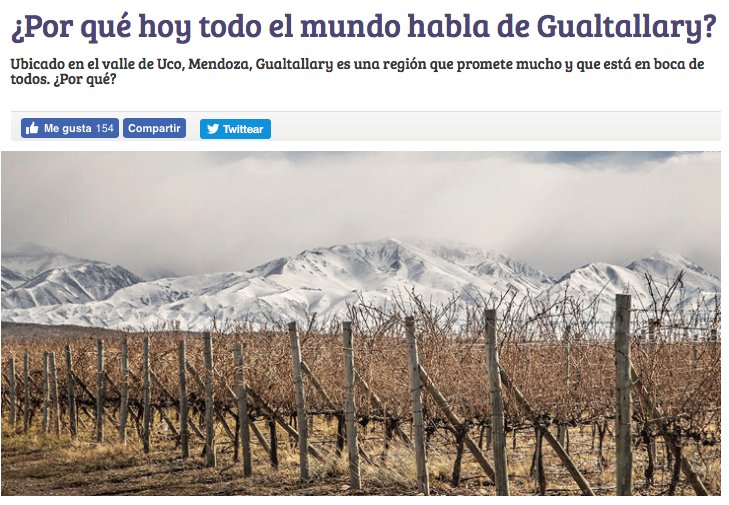 Gran nota de la gente de <a href="/Vinomanos/">Vinomanos</a> sobre Gualtallary, la zona vitivinícola que está en boca de todos >> vinomanos.com/2018/03/gualta…
#Gualtallary #ValleDeUco #PremiumWines #WinesofMendoza