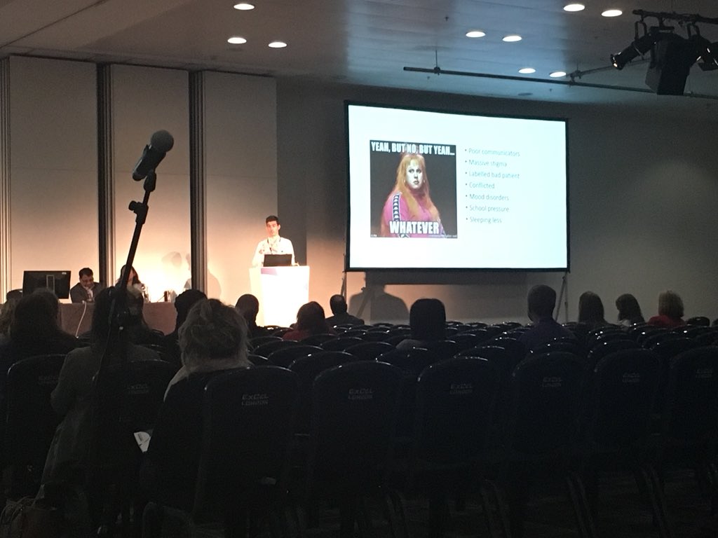 DesChatterjee's tweet photo. #ukpdc It’s not easy being an adolescent...and dealing with type 2 diabetes at the same time. Stigma, school pressure, social media to name a few challenges. https://t.co/rcNhqYneRv