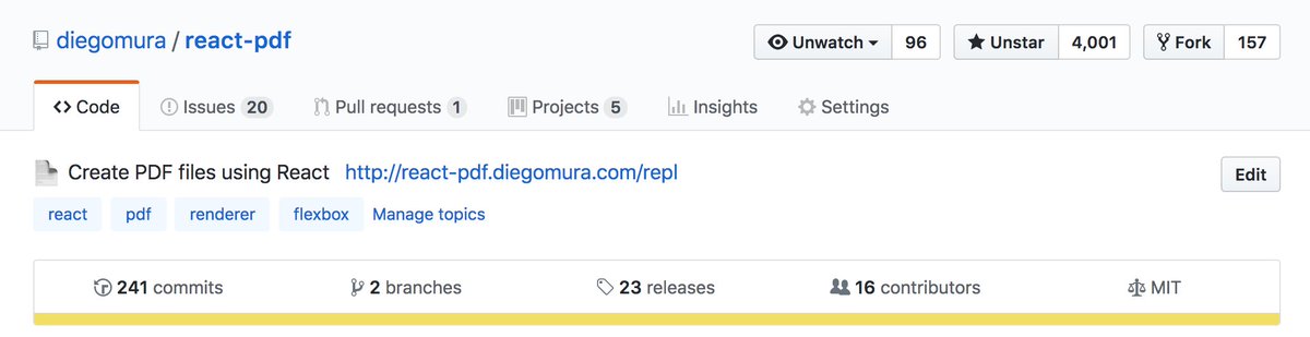diegomura's tweet image. #reactpdf just hit 4k 🌟 😱