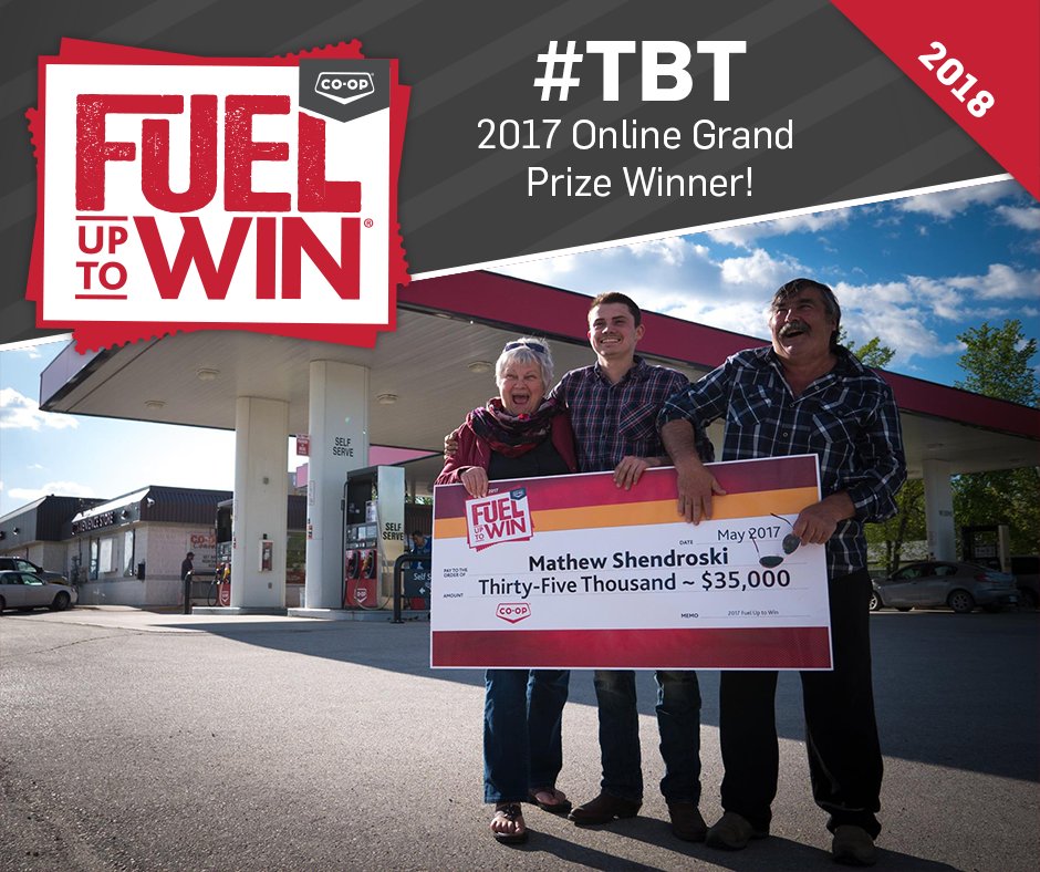 RedRiverCoopLtd's tweet image. #TBT to the 2017 #FueluptoWin $35,000 Winner who was drawn in the online contest! Be sure to enter your PINs online for your chance to win! Visit fueluptowin.ca now!