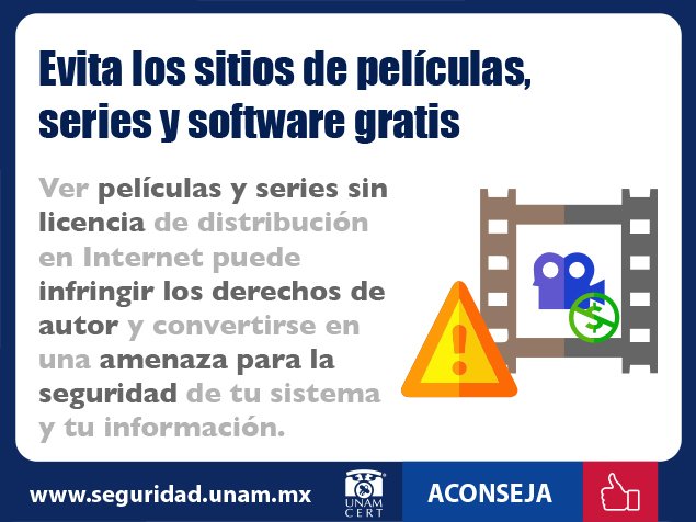 ciberneticachih's tweet image. Evita los sitios de películas, series y software gratis.

Vía @unamcert 

#Comparte #Ciberseguridad