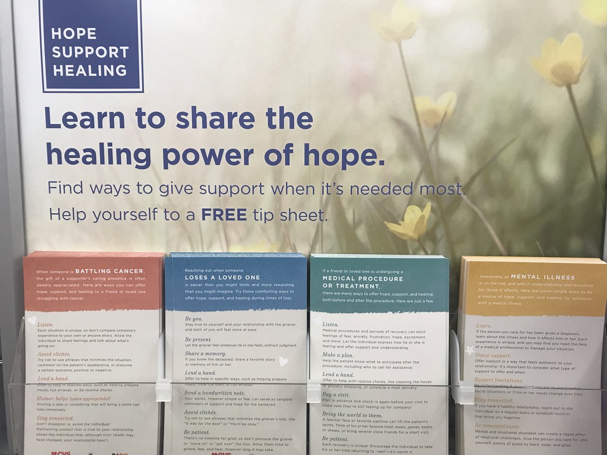 GriefsJourney's tweet photo. Shopping for a sympathy card for one of our families and found these fantastic tips sheets. Way to go @cvspharmacy and @Hallmark for helping to create more supportive communities! #grievetogether #griefsupport https://t.co/NiGjeN2MR7
