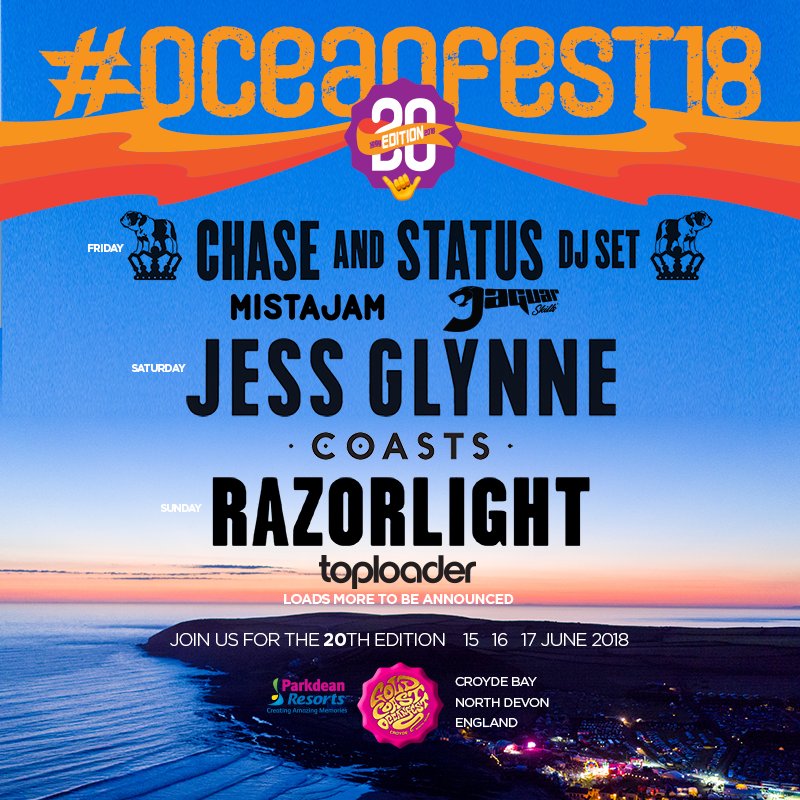 Second Line Up Announcement is here! 

Saturdays headliner JESS GLYNNE will be supported by <a href="/coastsband/">COASTS</a> following their stellar debut album that featured anthems such as Oceans, You and A Rush Of Blood - all this off the back of a blinding recent UK tour. #oceanfest18