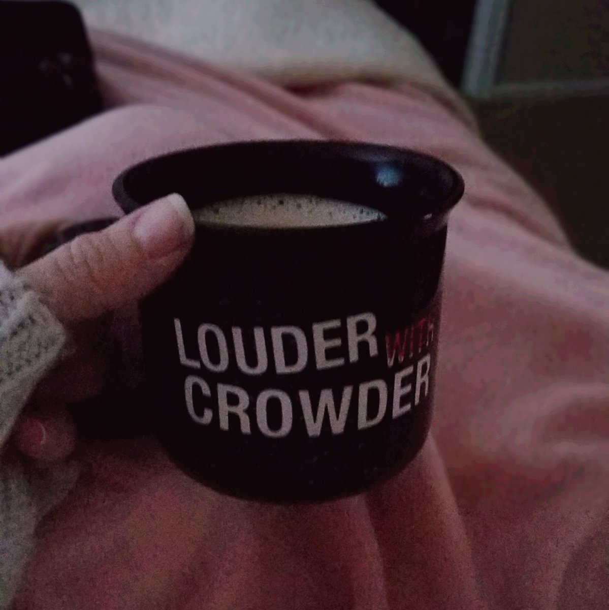 maw717's tweet photo. In honor of those we've lost to Twitter jail yesterday: @scrowder, and my beloved @HopperCrowder 🐾,
I'm having my morning coffee in my #LWC #MUGCLUB mug. Sending my favorite pups all the virtual cheeses in the world! 🧀🧀
#freeHopper #FreeCrowder #freeSvenComputer #beepbeep https://t.co/ZFOhm6WZEK