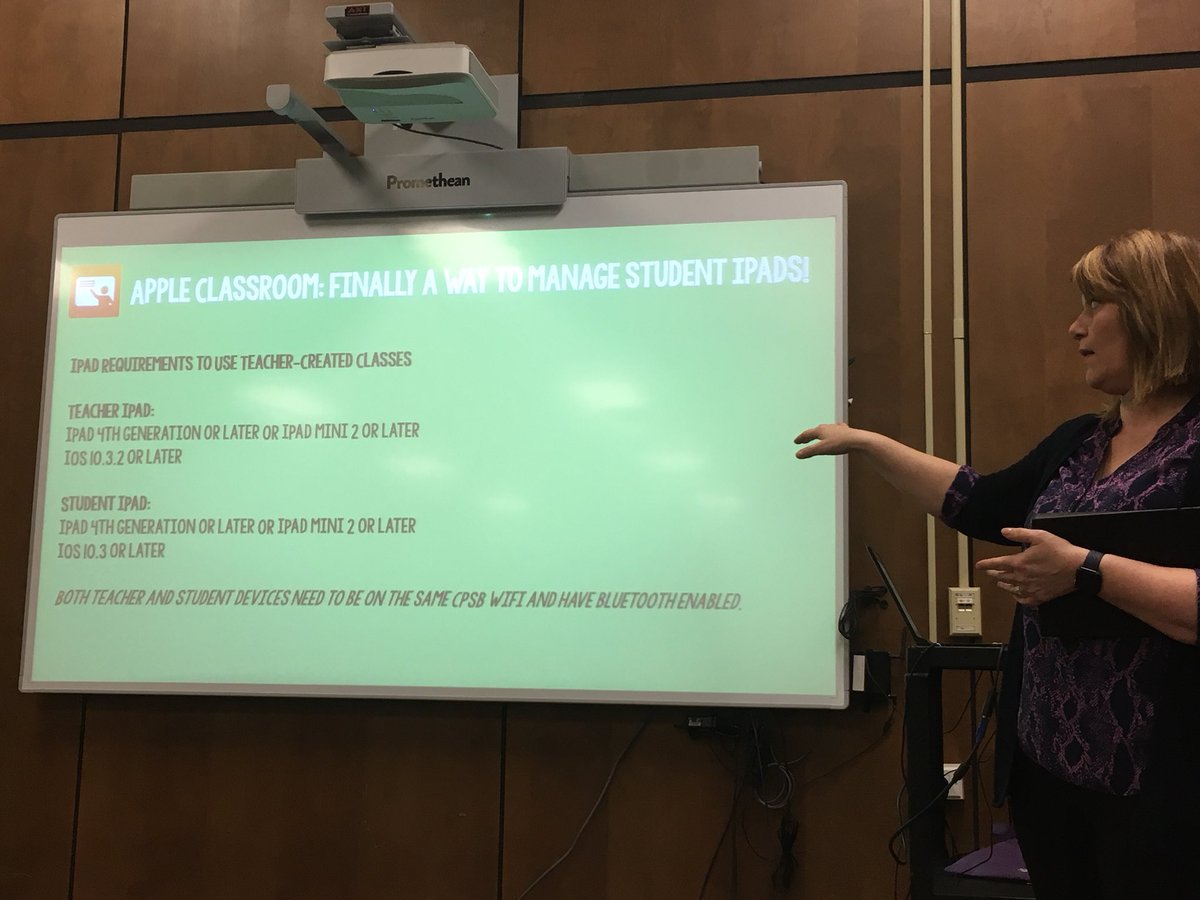 LovaMoreno's tweet photo. Apple Classroom- it’s about time! #itecspring18 @CPSB_TTC https://t.co/tscy4tA8Pl