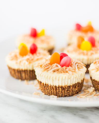 Need to add to your Easter treats?
How about these delicious Gluten Free Egg Nest Mini Cheesecakes, made with Simple Mills Almond Flour Vanilla cake Mix.  
Recipe available on our website.