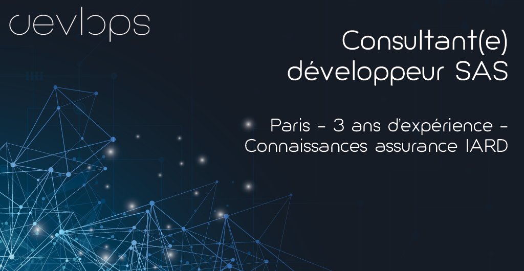devlopsfr's tweet photo. |@devlopsfr recherche un(e) consultant(e) développeur #SAS 
3 ans d’expérience, brillant, capable d’aller vite dans l’acquisition de compétences, connaissances dans l’#assurance #IARD, autonome, dynamique, volontaire
recrutement@devlops.fr  #BigData #BI #i4emploi #recrutement https://t.co/W8bmFj6BHJ