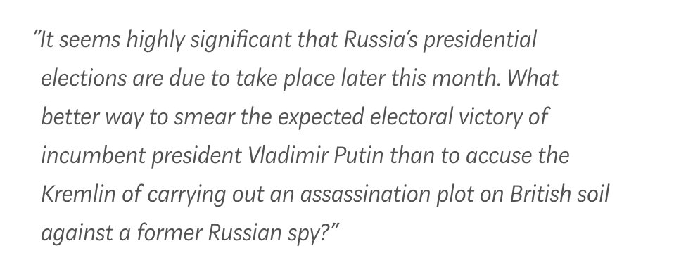 Kremlin outlets like RT and Sputnik have been going heavily on the "the Brits did it" thesis. Here's a Sputnik editorial last week.