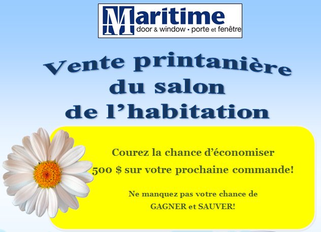MaritimeDW's tweet photo. Venez visiter notre kiosque au @MonctonHomeShow, le plus grand salon d’habitation au Canada atlantique!

Ne manquez pas votre chance de gagner!  Ca se déroule tout ce 16, 17 et 18 mars, 2018 au Colisée de Moncton! https://t.co/IxOfLwGKJ0