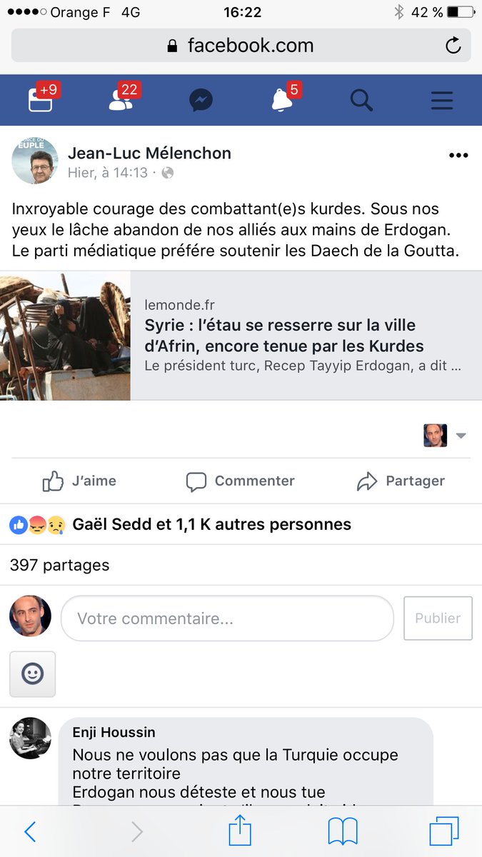 rglucks1's tweet photo. Ce message est abject.
Daech n'est pas à la Ghouta.
En assimilant les anti-Assad qui y sont exterminés à "des Daech", JL
Mélenchon reprend la propagande du régime syrien qui y commet sous nos yeux un massacre.
On peut soutenir les Kurdes sans épouser la phraséologie de Poutine. https://t.co/FEFKYR5xmT