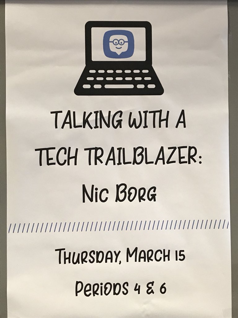KMazurSTCE's tweet photo. We are excited to host tech Innovator Nic Borg to speak with students today in East’s LRC. #edtech #talkingtech @StCharlesEast https://t.co/6mNdJCSyIJ
