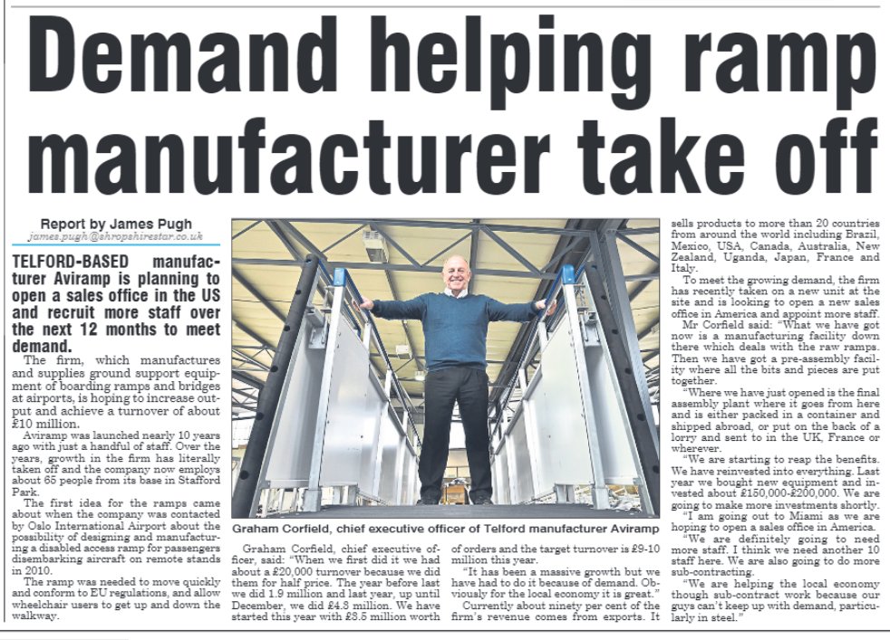 AviRamp_'s tweet photo. Demand helping ramp manufacturer take off ! #airports #airlines #aviramp #GSE @ShropshireStar https://t.co/bhKuWaipLl