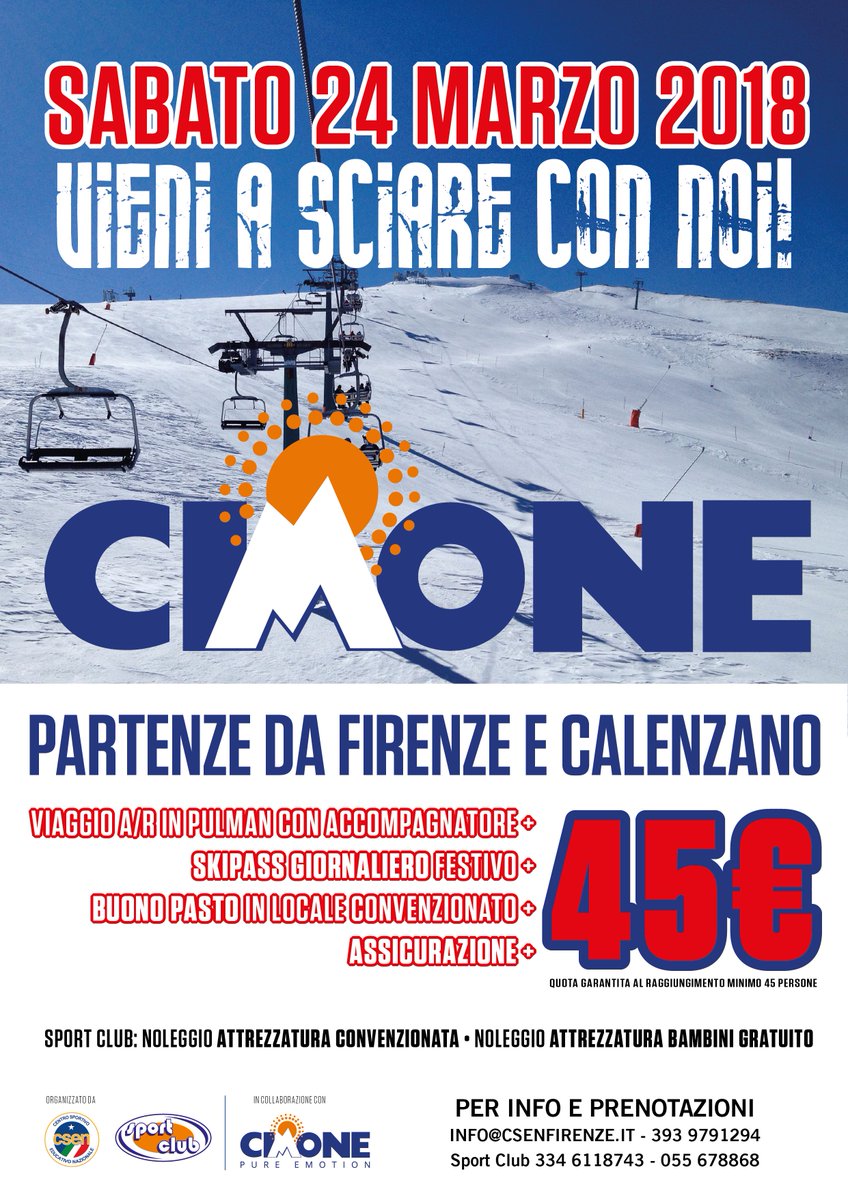 csen_firenze's tweet photo. 24 marzo: ultima occasione per il pullman tutto incluso per andare a sciare da #firenze al #cimone https://t.co/ibBUKqRRVW