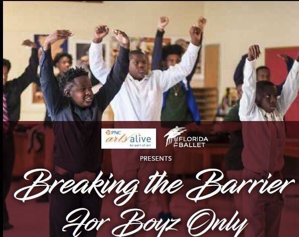 flballet's tweet photo. Reminder: Don’t miss tonight’s celebration of community and the male dancer! 6:30 pm at LaVilla School of the Arts. 

Culminating performance of Florida Ballet’s “Breaking the Barrier: For Boyz Only” outreach initiative generously funded by #PNCArtsAlive https://t.co/uVrjDYgaGU