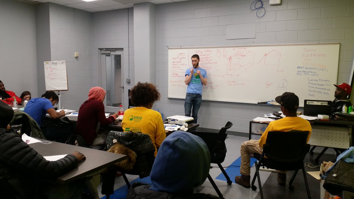 GRIDmdv's tweet image. .@GRID Solar Installation Supervisor l, @superharmonic, explaining the plans for the first #solar install. 🏠🌞 #SolarWorksDC
