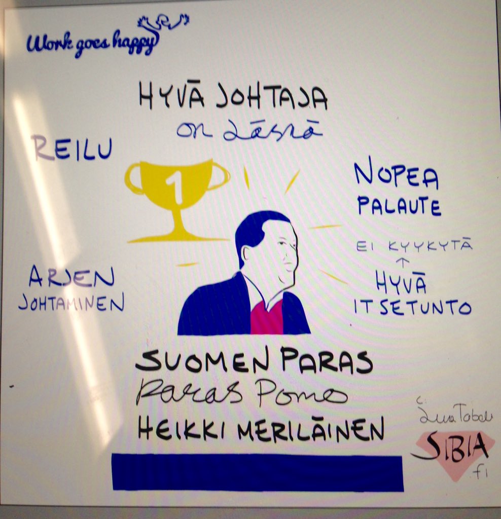 LiinaTabell's tweet photo. Suomen paras pomo -kilpailun voittaja: onnea Heikki Meriläinen #Wgh18 livekuvitus Liina Tabell/Sibia https://t.co/yrBx5ZoZUv