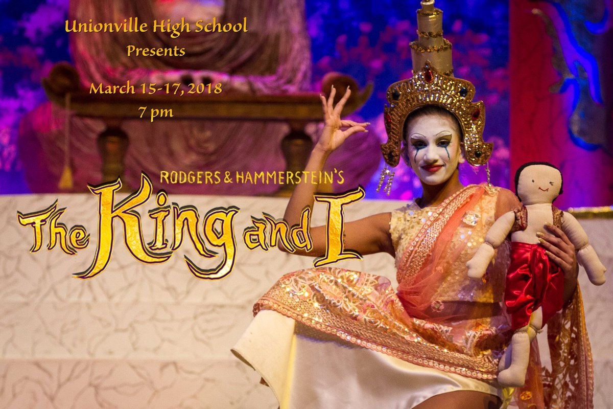 shawndutkiewicz's tweet photo. The UHS production of "The King and I" looks amazing! There are over 120 students participating in this production!
Come out to see the show on March 15, 16, and 17 at 7:00 pm!
Tickets at https://t.co/abI4VCuvCf
#CatchTheSpirit #UHSMindset @MrConleyUHS https://t.co/7FiLt1ZiK9