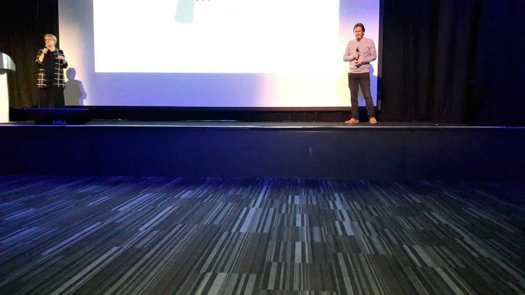 MakeItFlooid's tweet photo. Ian and Adele - what a combo! Presenting - creating freedom for us to drive the company forward. #lifeatpcms https://t.co/s8hhmRyVg8