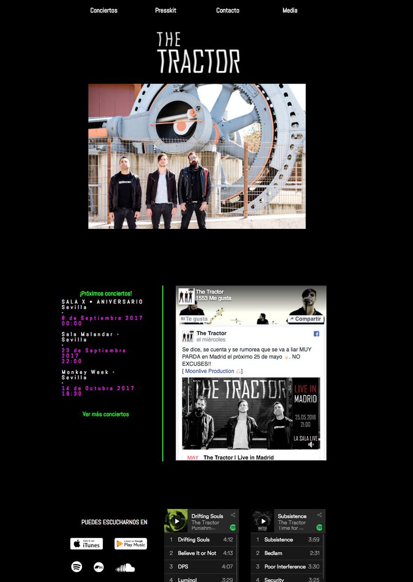 thetractorband's tweet photo. Mil gracias a https://t.co/pcX3HVgA3k por hacer una web tan tractora, tan nosotro. Si aún no la has visto solo tienes que clicar aquí 👇🏼https://t.co/j1I0YJmgHv
#music #musicweb #metalmusic #sevillamusic https://t.co/owUNJUgvLk