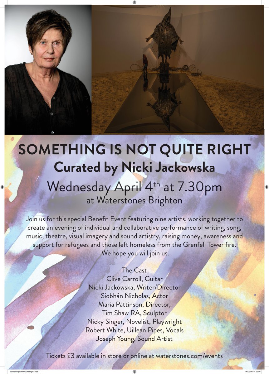 nickysingerwrit's tweet photo. A gig for the homeless - real and psychological. Join us for music, books, drama, sculpture, politics and engagement! #SomethingisNotQuiteRight #GrenfellTower #Refugees #uilleanpipes #SurvivalGame @BrightonWstones @TimShawSculptor @CliveCarroll https://t.co/gJigTR2xZF