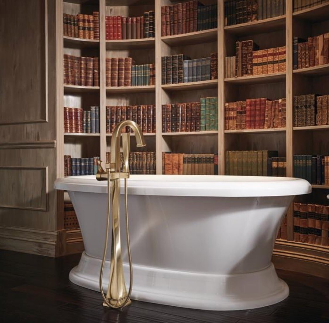 @brizofaucet #virage #brilliance #luxe #gold #freestanding #filler #freestandingtub #bath #design