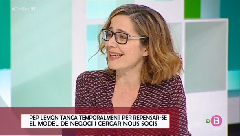 🍋 L'empresa <a href="/lemon_pep/">Pep Lemon</a>  tanca, després de 4 anys, per iniciar un període de reflexió. Carme Verdaguer, fundadora de la marca, ens conta que "no és definitiu", sinó que es tracta d'una "pausa creativa" per poder seguir amb el seu ideari

📡 #CincDiesIB3 ib3.org/directe