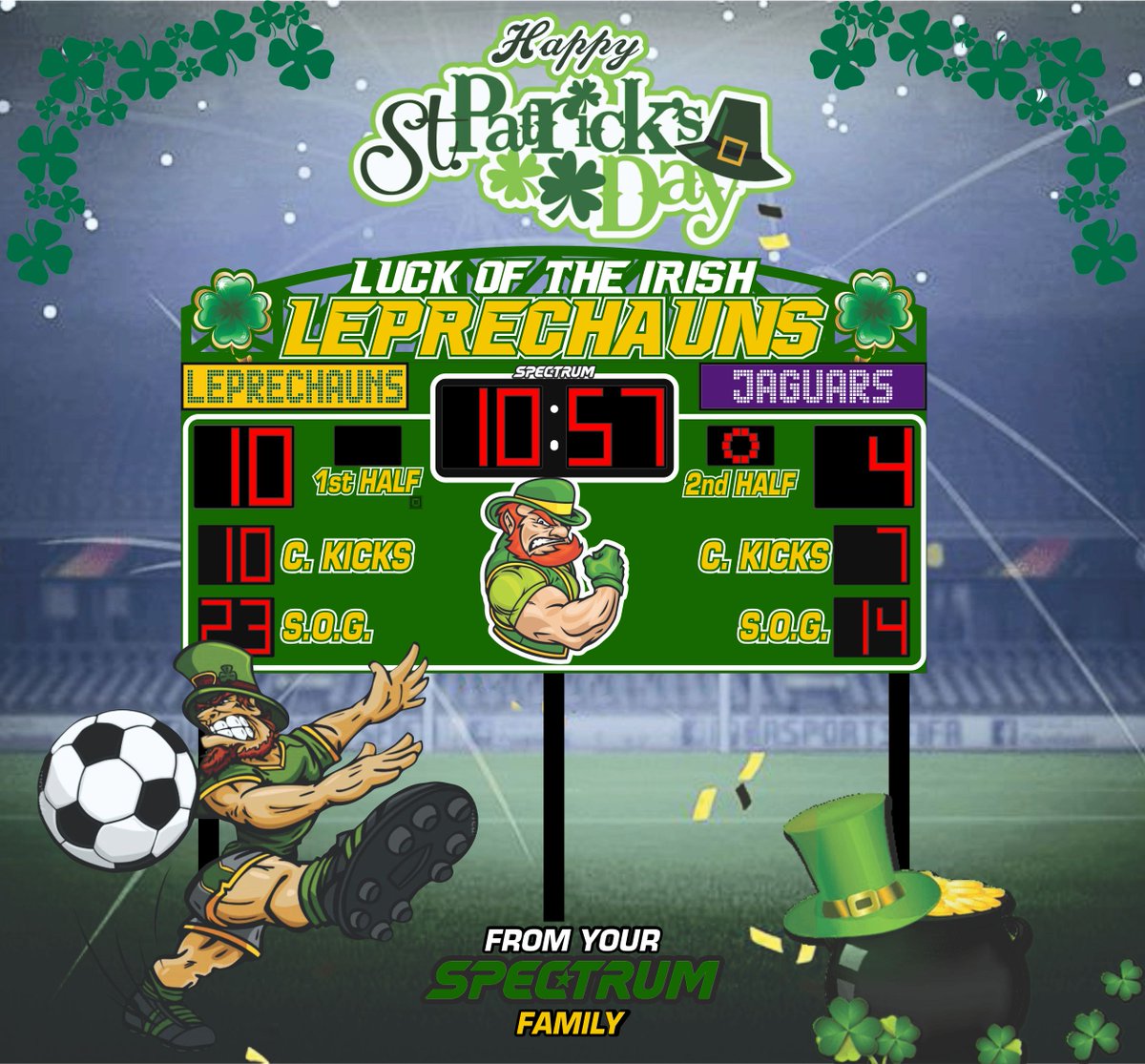 #HappyStPatricksDay to everyone from Spectrum. Make sure to wear green on Saturday or you will get pinched by the #leprechauns