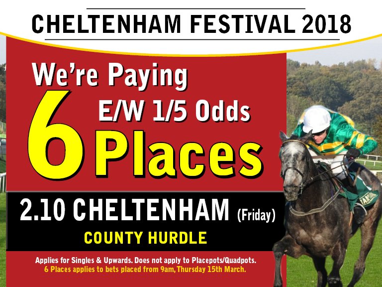 BAR1Betting's tweet image. We have lots of Extra Place value for Friday, the final day of the #CheltenhamFestival 2018 &amp;gt;&amp;gt;
Prices &amp;gt;&amp;gt; bit.ly/2Dv3xxS