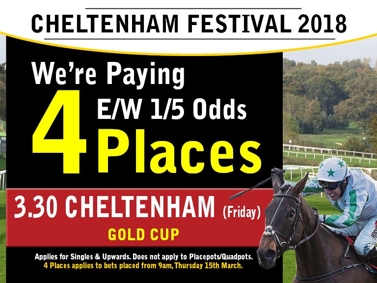 BAR1Betting's tweet image. We have lots of Extra Place value for Friday, the final day of the #CheltenhamFestival 2018 &amp;gt;&amp;gt;
Prices &amp;gt;&amp;gt; bit.ly/2Dv3xxS